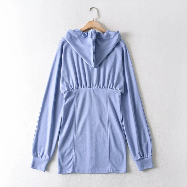 Fried Street zipper cardigan dress casual Hooded Sweater  7147