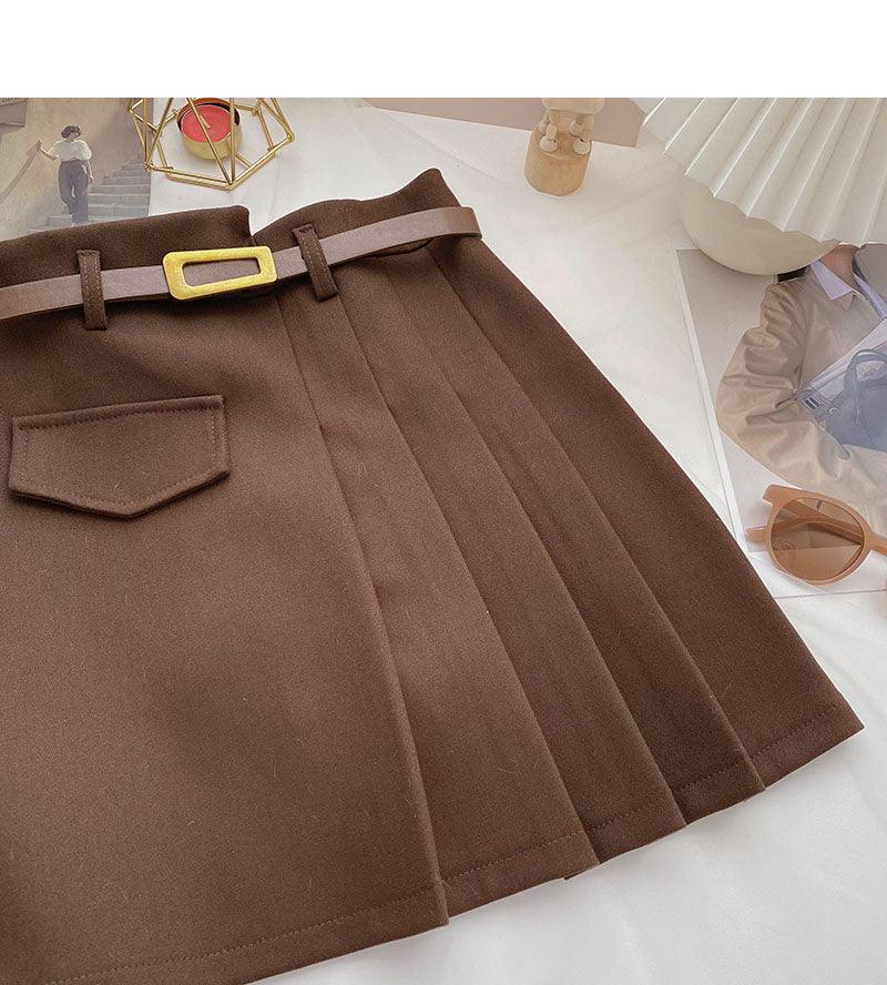 High waist irregular slim fashion A-line skirt with belt  5560