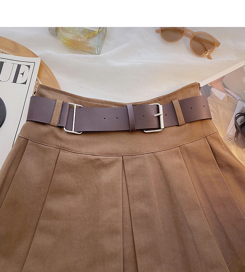 Versatile little high waist A-line umbrella skirt with belt  5607