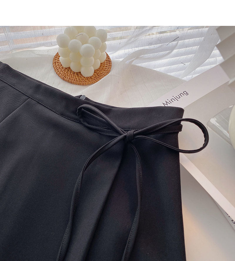 Fashion temperament simple solid color retro A-line skirt  5747