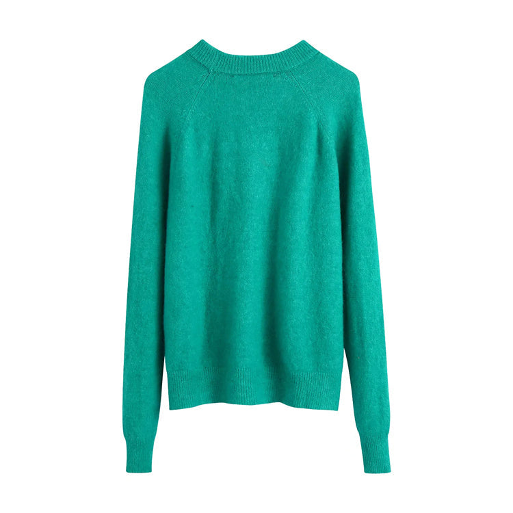 New simple and versatile round neck Pullover long sleeve sweater  7427