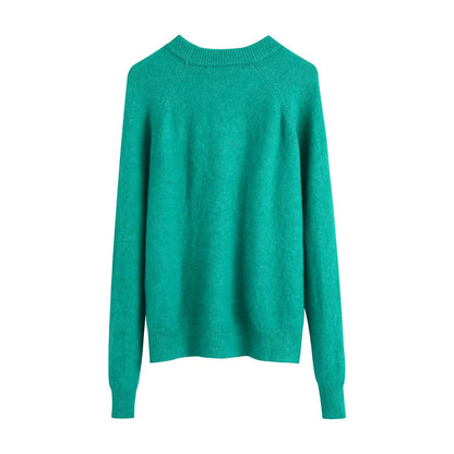 New simple and versatile round neck Pullover long sleeve sweater  7427