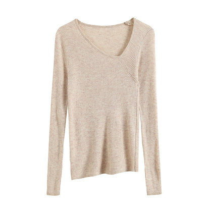 Irregular design neckline slim knit  7306