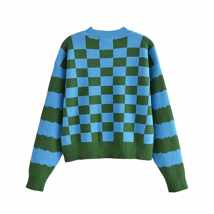 New jacquard mushroom knitted stripe long sleeve sweater  7289