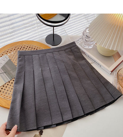 Korean version of versatile popular solid color high waist A-line skirt  5558