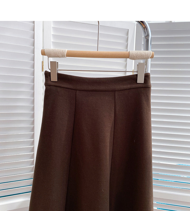 Temperament solid color versatile high waist skirt  5831