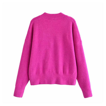 Versatile Soft Knit Long Sleeve V-neck rib knit  7313