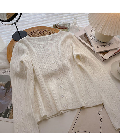 Korean minority design simple casual single breasted long sleeved top  6572