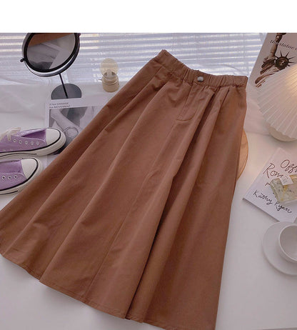 Simple solid color versatile A-line dress  5710
