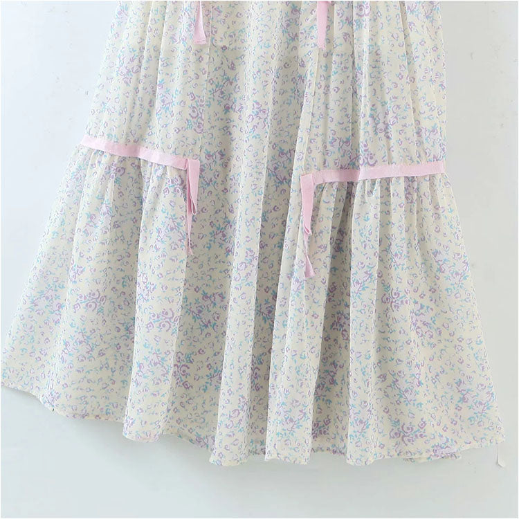 French retro belly covering thin dress  7137