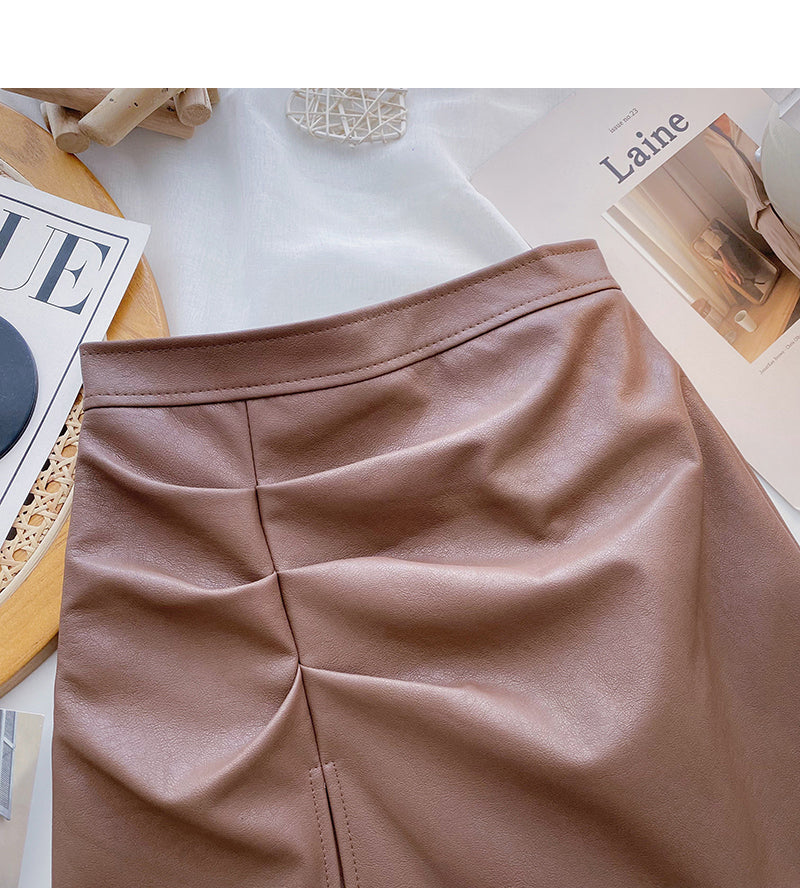New Korean retro style slim pleated Hip Wrap Skirt  5574