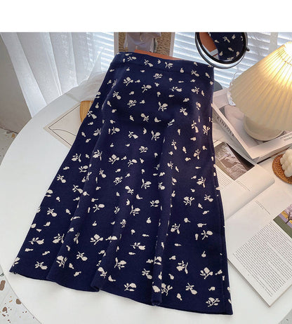 Korean style design, slim temperament, A-line skirt, high waist, elastic  5768