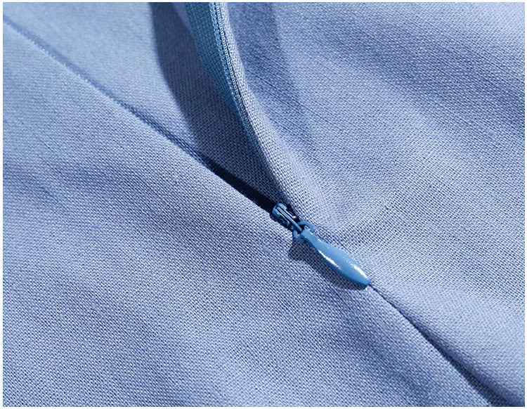 New style square neck waist fold Hepburn style bubble sleeve skirt  7075