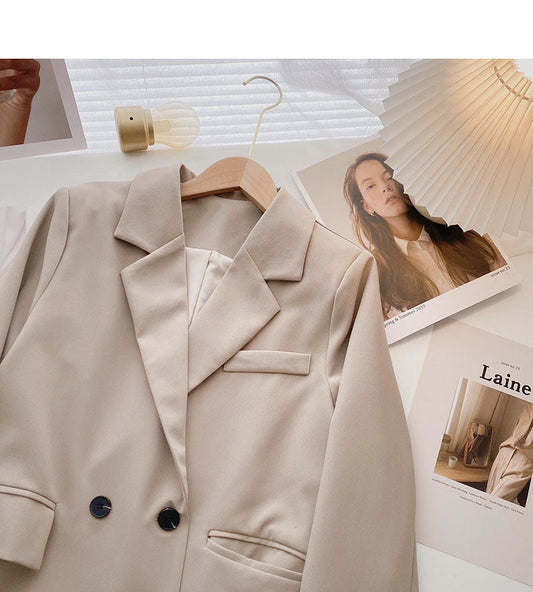Temperament long sleeve suit coat two button design fashion thin top  6219
