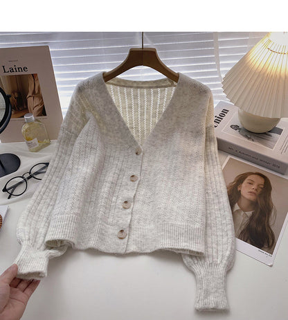 Flared sleeve solid sweater slim long sleeve sweater  6648