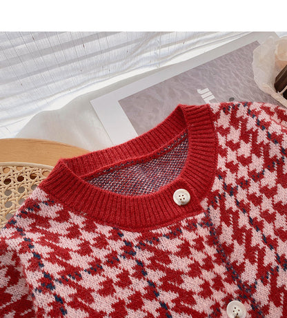 Design contrast color thousand bird check long sleeve coat  6072