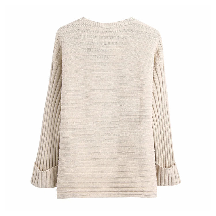 New fashion versatile rib knit with button  7301