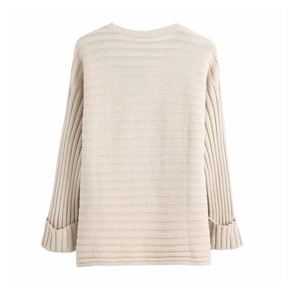 New fashion versatile rib knit with button  7301