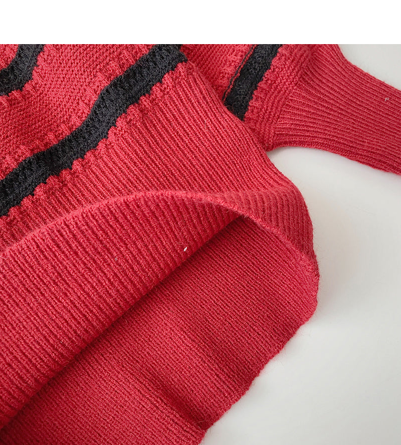 Striped Vintage square neck T-shirt short temperament top  6548