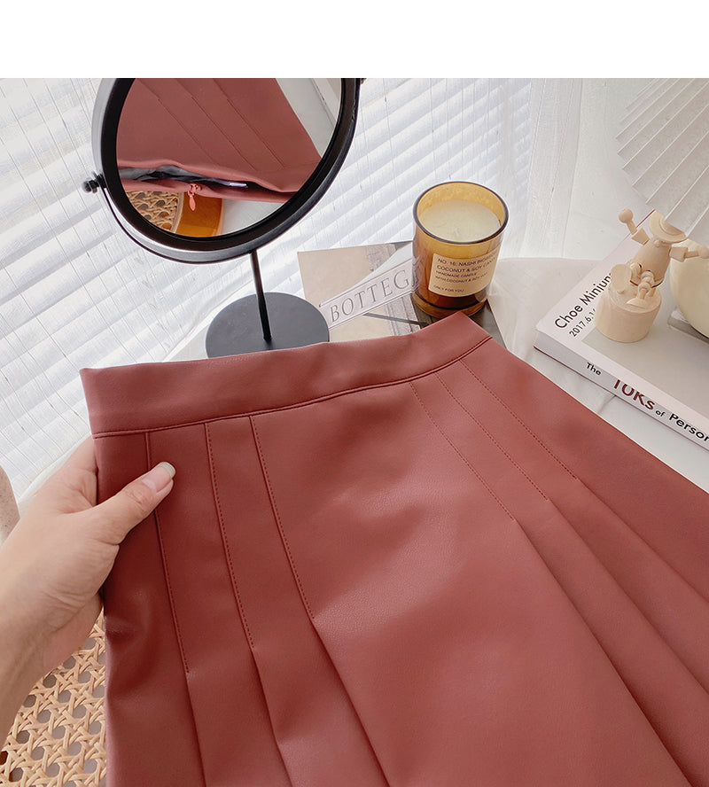 Design sense retro temperament thin high waist pleated skirt  5561