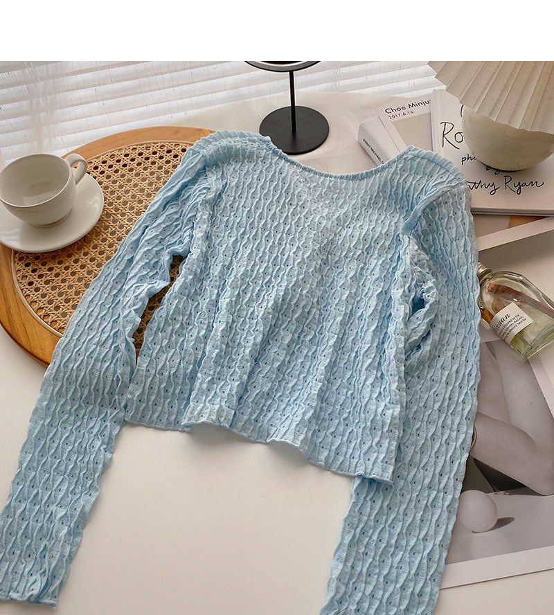 Slim and slim pleated top trendy and niche V-neck shirt female  6312