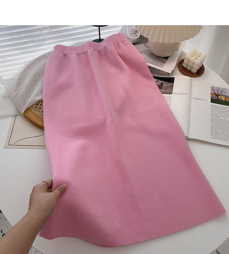 Small man, foreign style, versatile, high waist, back split A-line skirt  5754