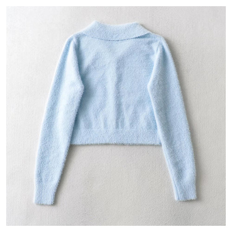 Vintage high waist navel top cardigan sweater  7168