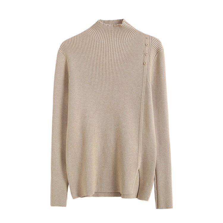 Simple basic versatile half high neck sweater  7527
