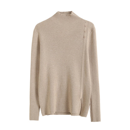 Simple basic versatile half high neck sweater  7527