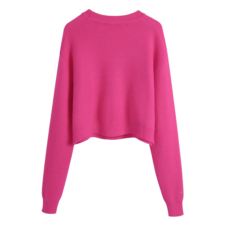 Versatile straight tube loose sweater soft touch sweater  7381