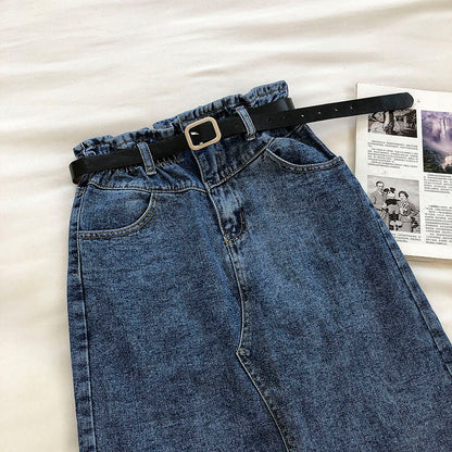 Denim skirt design, split Hip Wrap Skirt, fashion belt  5675