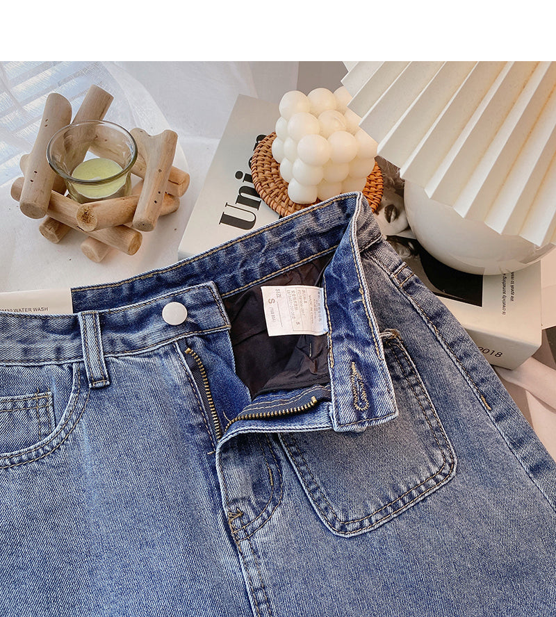Korean design sense personality small pocket high waist short skirt fashion  5595