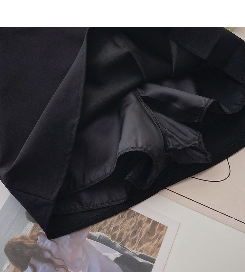 Korean versatile age reducing black high waist pleated skirt  5539