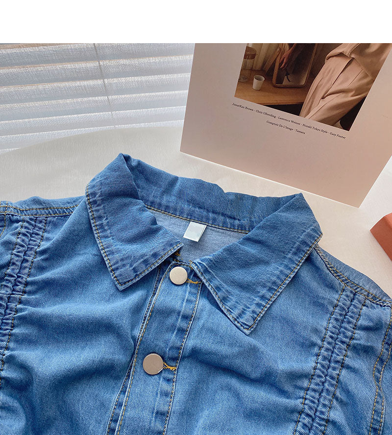 High waist short navel drawcord design long sleeve top  6264