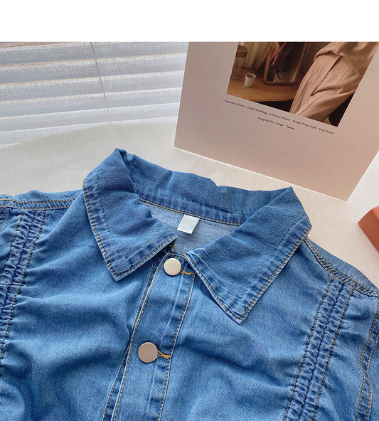 High waist short navel drawcord design long sleeve top  6264