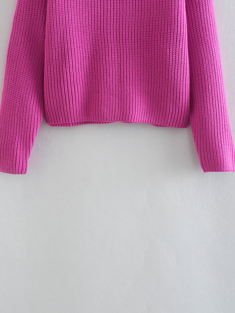 Versatile loose long sleeve stand neck sweater sweater sweater  7207