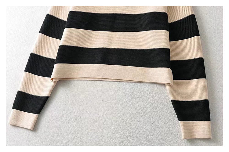 Retro Stripe Polo neck T-shirt  7363