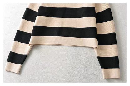 Retro Stripe Polo neck T-shirt  7363