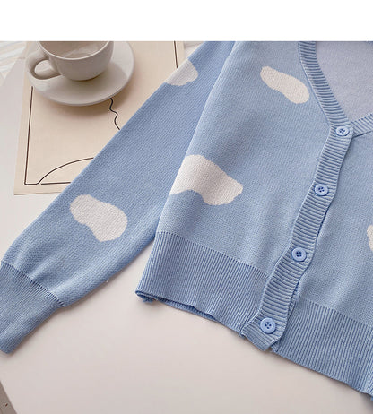 Design contrast color long sleeve knitted cardigan  6612