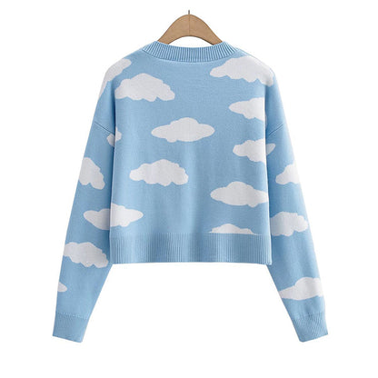 Minority design sense cloud knitted cardigan single breasted sweater coat  7425