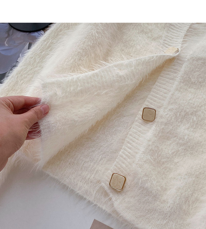 Korean simple casual French retro single breasted long sleeved top  5995