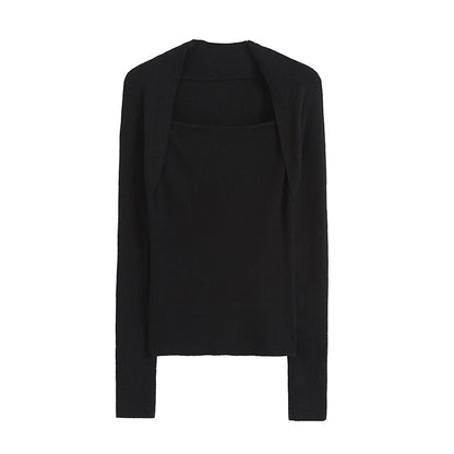 Sweet cool Spice Girl retro square collar chic sweater  7203