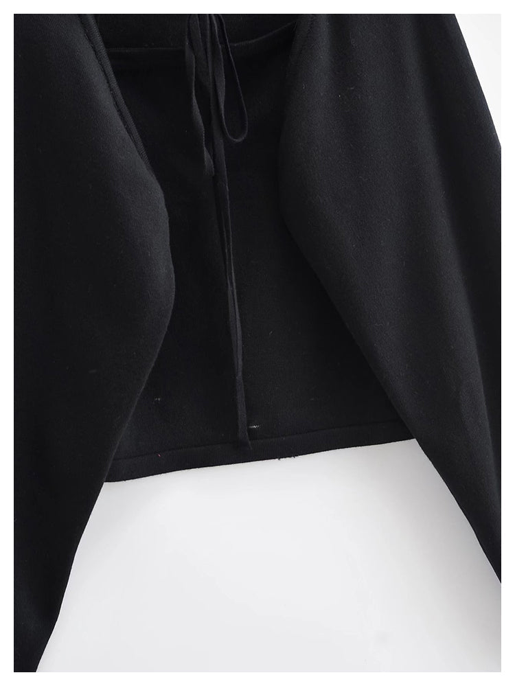New built-in suspender blouse lazy cardigan top  7459