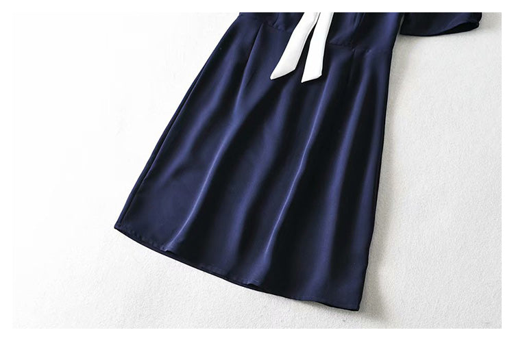 Hepburn little fragrance dress waist closed small man pleated French  7045