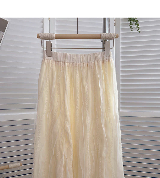 New Korean version super fairy foreign style solid color long skirt  5796