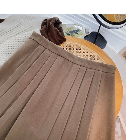 New Korean style temperament aging small man a-word high waist thin skirt  5529