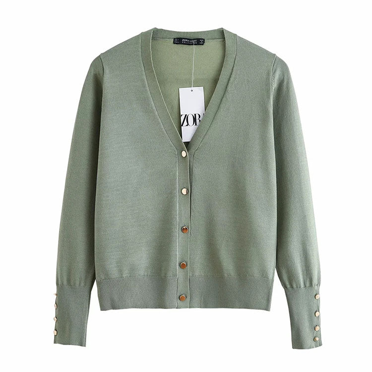 Slim button cardigan sweater with jacket  7215