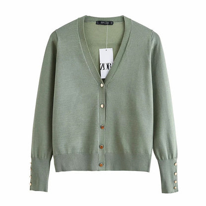 Slim button cardigan sweater with jacket  7215