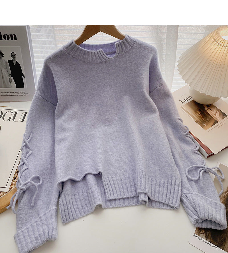 New Korean design drawstring slim Pullover Top  5974