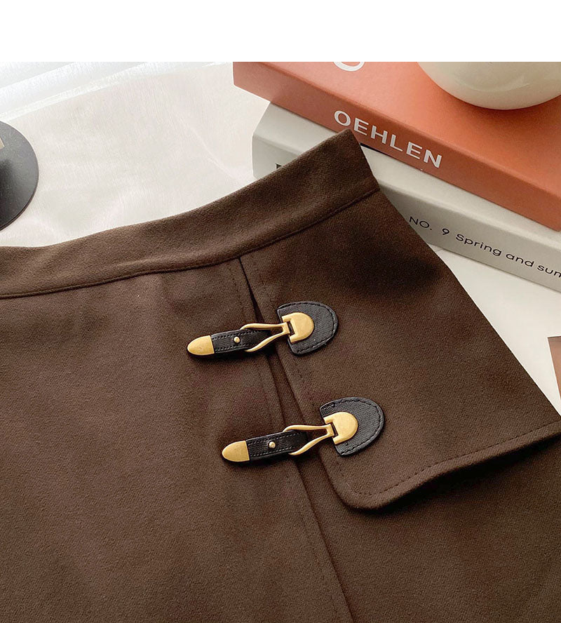 Simple and personalized design fashion split A-shaped high waist skirt  5555